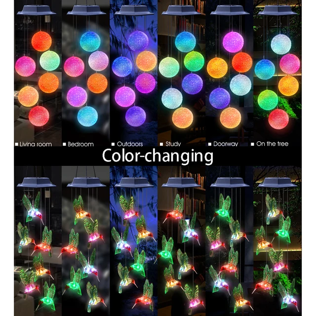 Solar Light Outdoor Powered Led Chime Ip65 Vízálló Pillangó Kolibri Gyep Lámpák A Kerti Udvar Dekorációjához - Image 4
