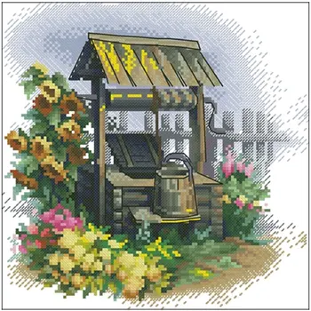 

Summer well patterns Counted Cross Stitch 11CT 14CT 18CT DIY Chinese Cross Stitch Kits Embroidery Needlework Sets