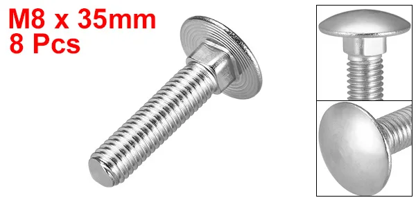 M8 x 35mm UXCELL 8 шт. каретные болты Болт с квадратным подголовком круглая голова квадратных шеи 304 Нержавеющая сталь для Приспособления M8x35/50/60 мм M10x25mm - Цвет: M8 x 35mm