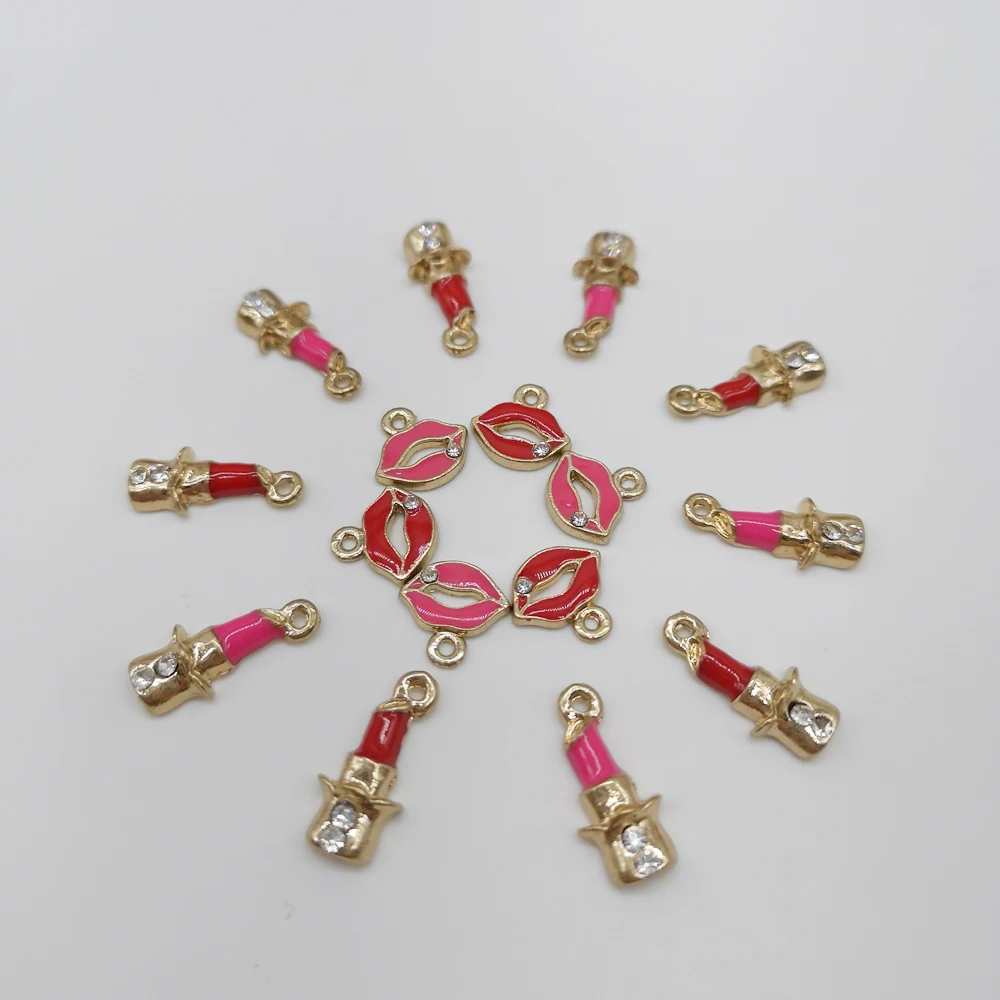 

Lipstick Mouth Charms Metal Floating Charm Gold Enamel Charms For Jewelry Making Pendant Necklace Bracelet Phone Nail Diy Charm
