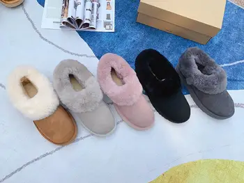 

Thick snow boots women's new winter fashion plus velvet short tube and bare boots students warm thick cotton shoes