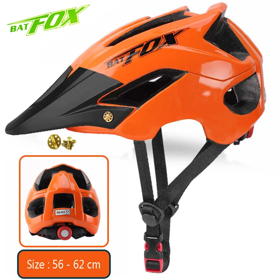 BATFOX велосипедный шлем MTB велосипедные шлемы Для мужчин Профессиональный дорожный шлем для езды на мотоцикле Для женщин ультралегкий цельный спортивный Fietshelm - Цвет: Orange-Black