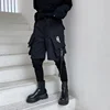 Fake Two Piece Hip Hop Cargo Pants Men‘s Embroidery Drawstring Joggers Ribbon Multi Pockets Techwear Harem Pants 1