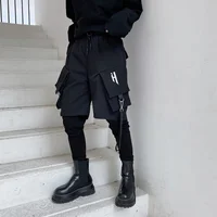 Fake Two Piece Hip Hop Cargo Pants Men‘s Embroidery Drawstring Joggers Ribbon Multi Pockets Techwear Harem Pants 1
