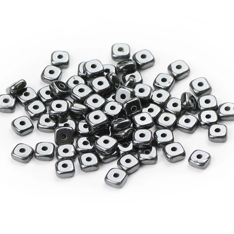 

BTFBES 4*2mm Smooth Square Black Hematite Beads Natural Stone Spacer Loose bead For DIY Necklace Bracelet Earring Jewelry Making
