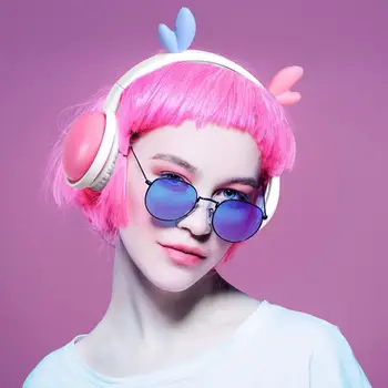 

Headset Cute Cartoon Antlers Wireless Folding Bluetooth Headphone for Girls