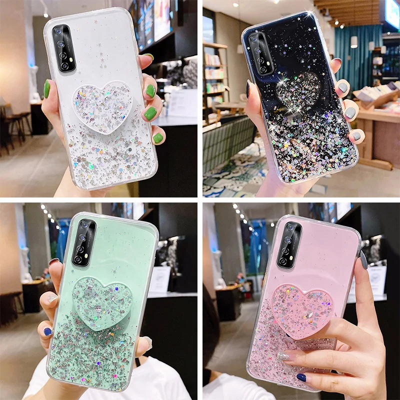 Realme 7 Pro Case Luxury Bling Glitter Case Cover For OPPO Reno 4 3 Pro Case Realme7 X7 5 3 Pro 6 C17 C15 C12 C11 7i Back Covers
