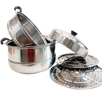 

AFBC Stainless Steel Three Layer Thick Steamer Pot Soup Steam Pot Universal Cooking Pots for Induction Cooker Gas Stove