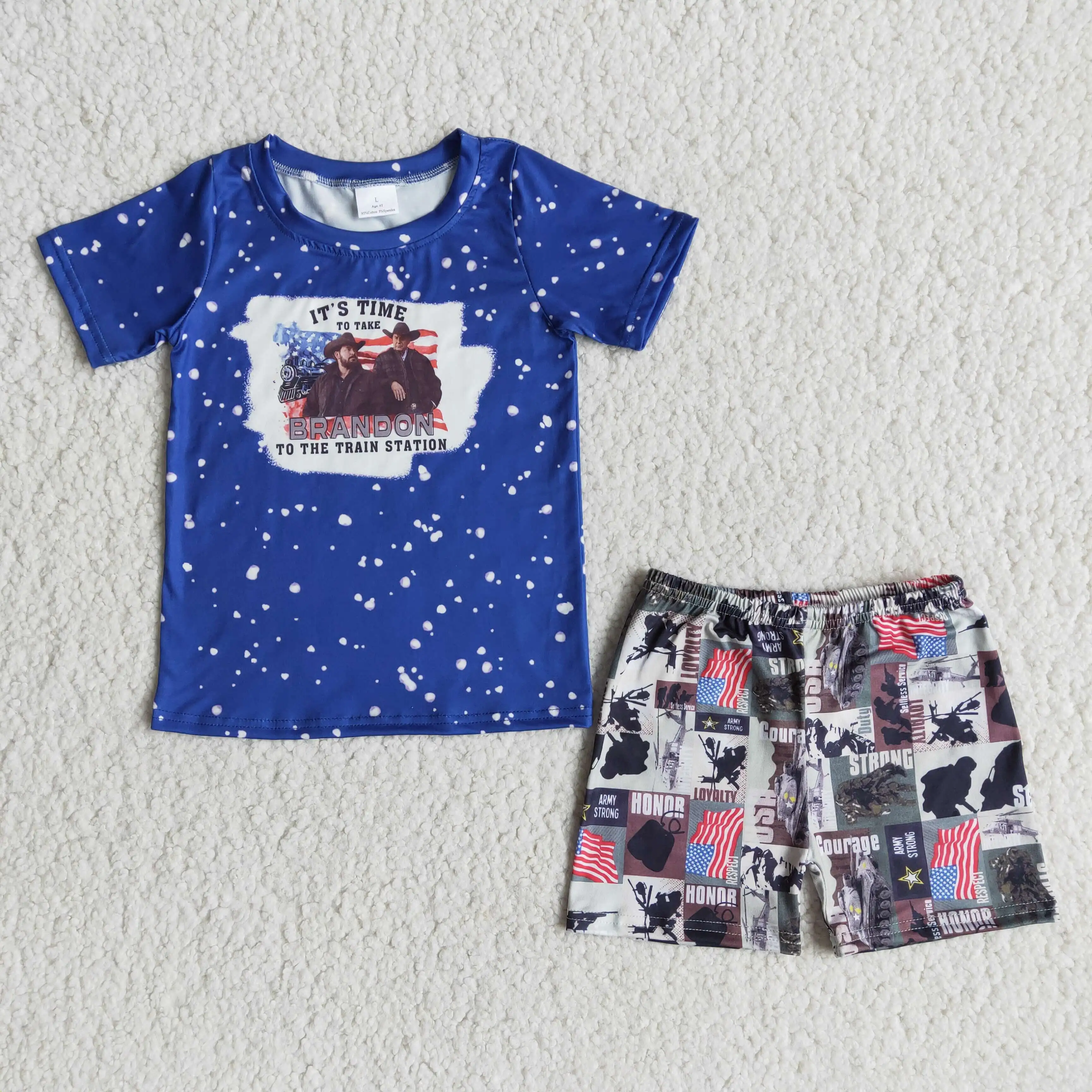 New Arrival Boys Summer Shorts Set Character Print Kids Clothing