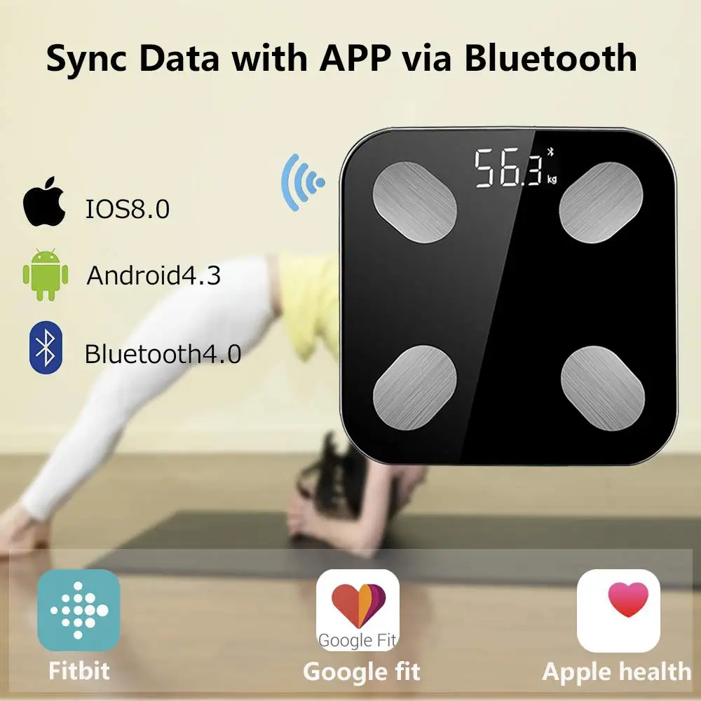 Умные точные Беспроводные цифровые весы с Bluetooth для ванной анализатор состава