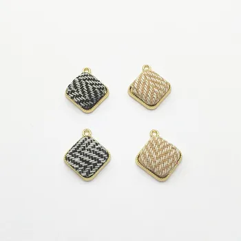 

New arrival! 23x20mm 100pcs Cloth and zinc alloy Square charm for Hand Made Earrings DIY parts,Jewelry Findings & Components