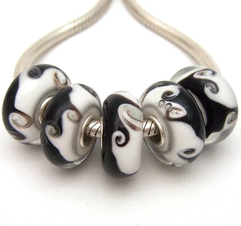 

JGWG2509 5X 100% Authenticity S925 Sterling Silver Beads Murano Glass beads Fit European Charms Bracelet diy jewelry Lampwork