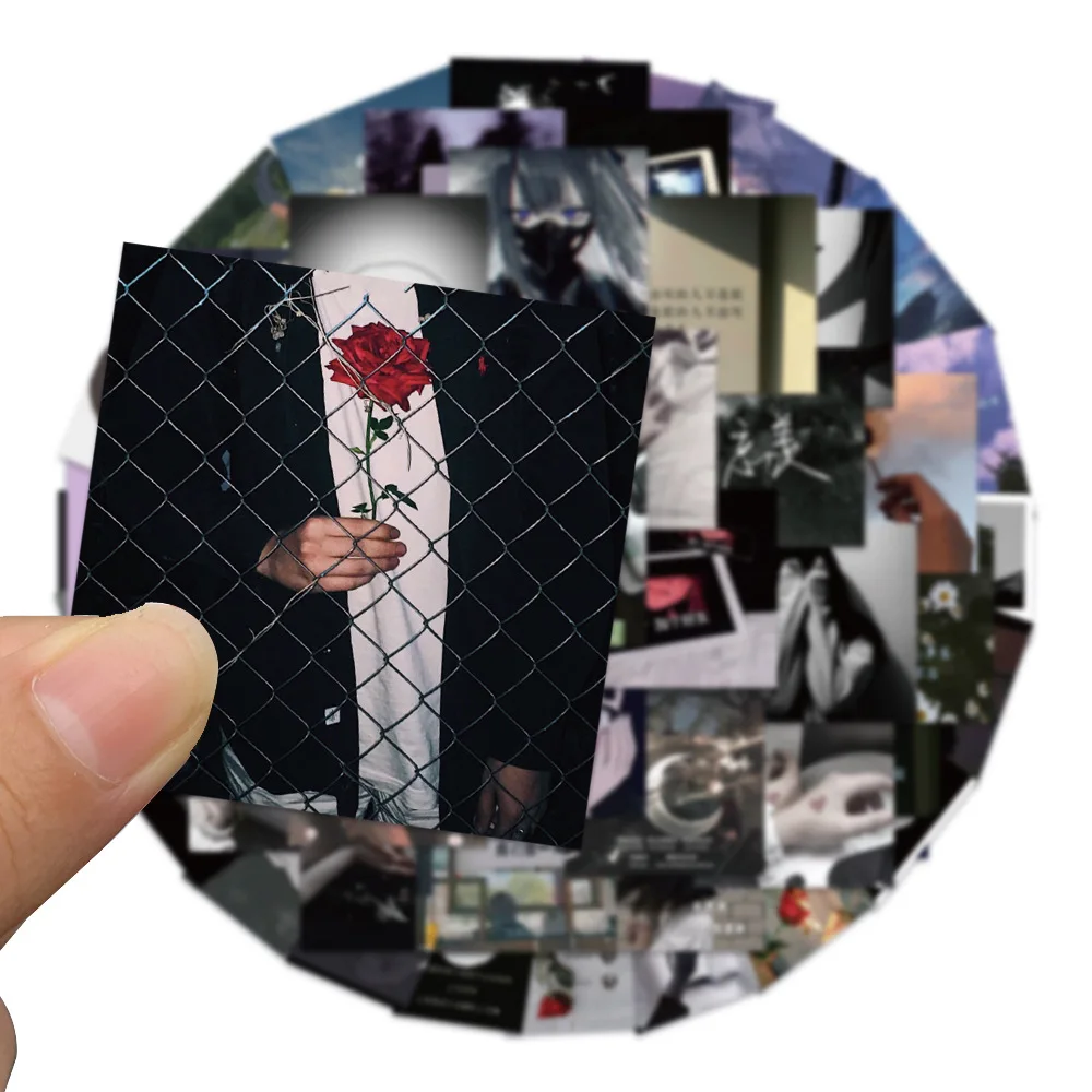 10/30/50PCS Micro Funeral Ins Wind Gloomy Graffiti Notebook Luggage Hand Account Material Decorative Stickers Toys Wholesale