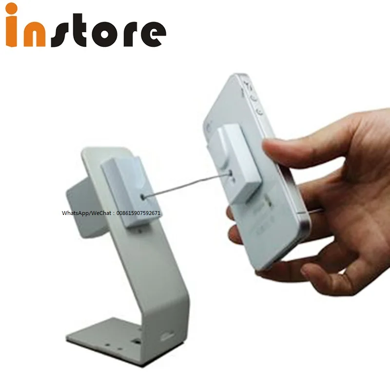 (10 pcs/Lot ) mechanical retractable securit display stand with pull box steel cord for mobile phone anti theft