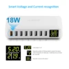 60W 8 Port USB Fast Charger QC3.0 HUB Smart Quick Charge With LED Display Multi USB Charging Station Mobile Phone Desktop Home 2