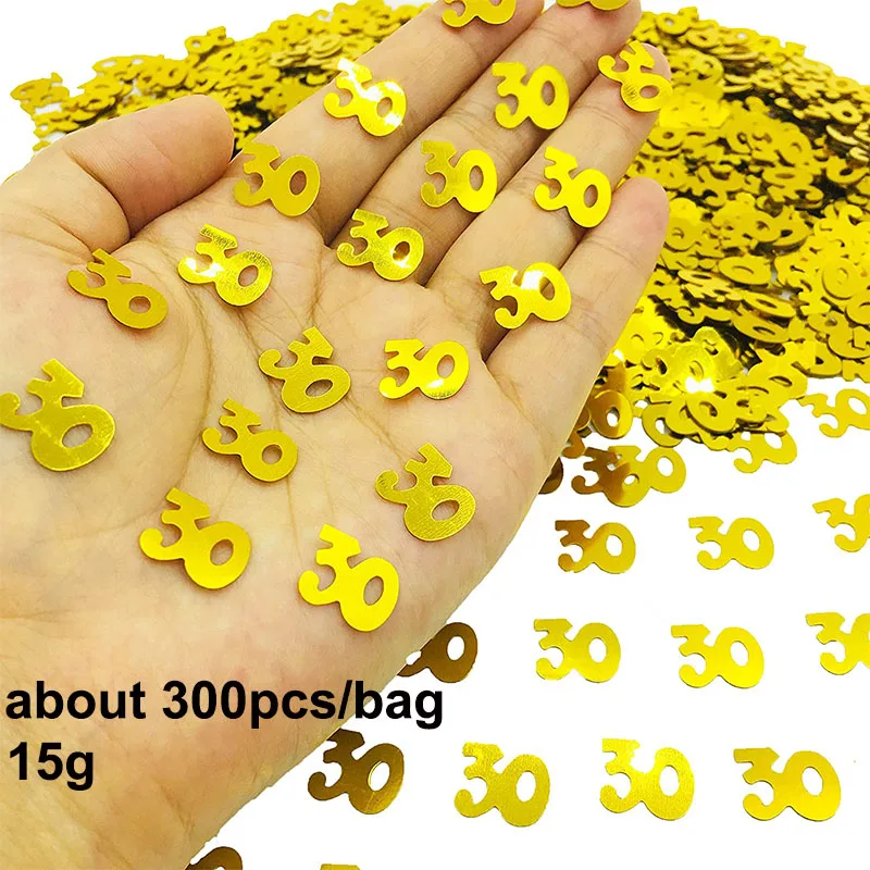 Confetti Gold Happy Birthday Number Figure 15g/pack for Party Decorations 16 18 20 21 25 30 40 50 60