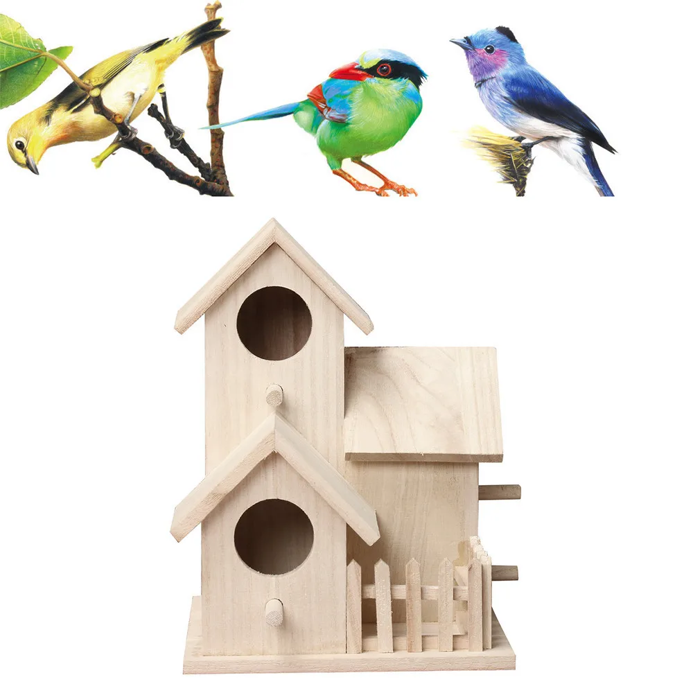 Коробка для птичьего домика деревянная Подарочная коробка птичий домик аксессуары для дома или сада цветные Пернатые друзья Птичий дом