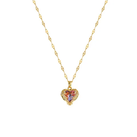 CENTER Geometric Heart Shaped Titanium Steel Necklace Jewelry Pendant Sweet Wind Necklace Gift
