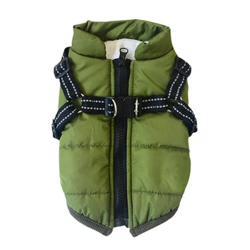 

2 In 1 Pet Autumn Winter Skiing Costume Sleeveless Cotton Padded Vest Dog Clothes With Durable Chest Strap Harness