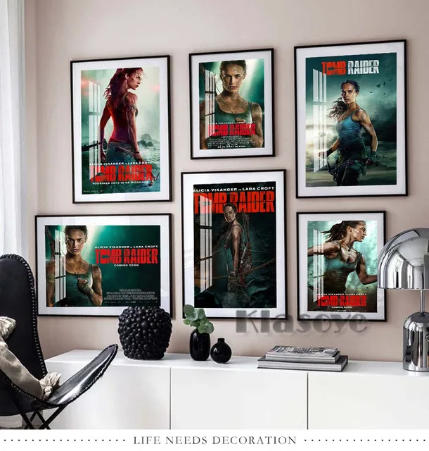 Filme tomb raider alicia vikander simle impressão arte lona cartaz para  sala de estar decoração da parede casa imagem - AliExpress