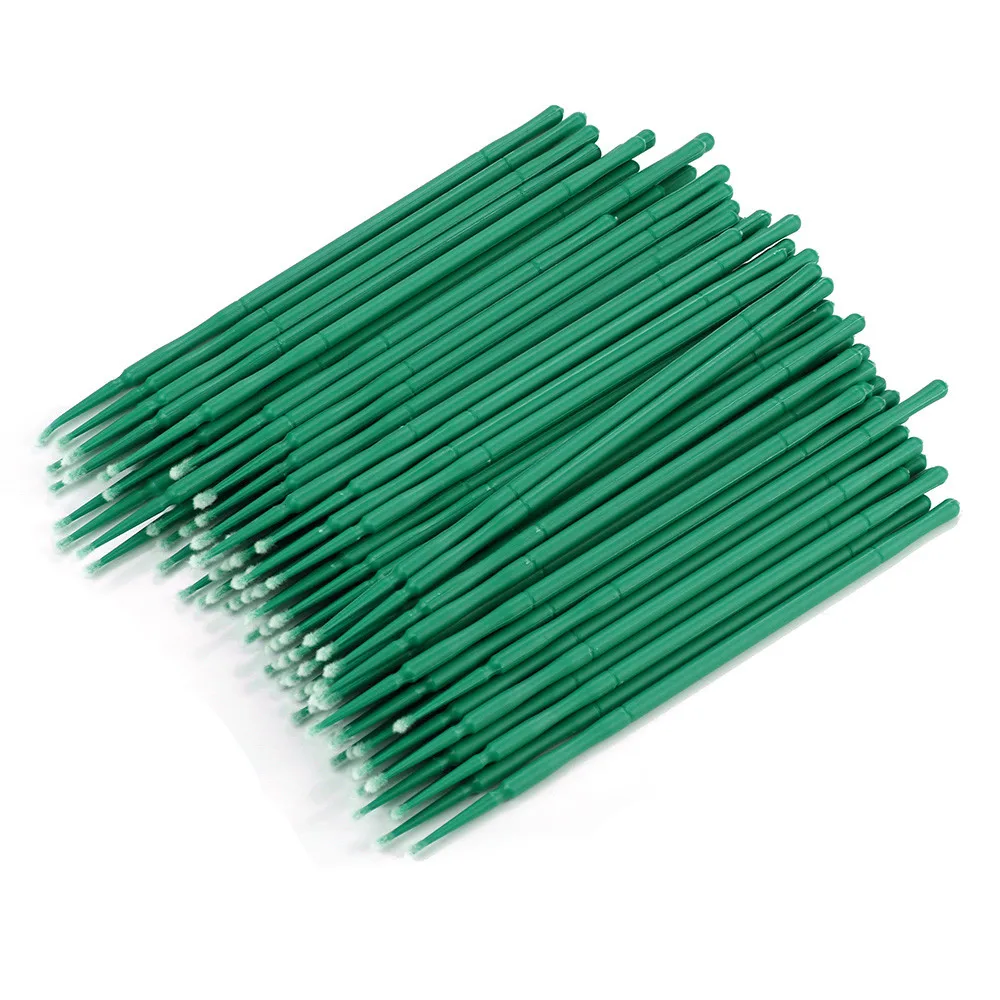 100pc Microblading Micro Brushes Swab Lint Free Tattoo Permanent Supplies Tattoo Cleaning Stick Cotton Swab Multi-functional - Цвет: Green