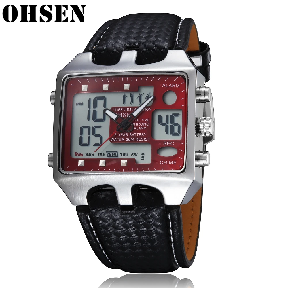 OHSEN Аналоговые цифровые Мужские Спортивные Часы Backlight Reloj Hombre Relogios Masculino