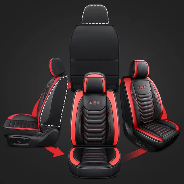 Leader Accessories 2pcs Leather Car Seat Cushions Non-Slip Black Front Seat  Covers Mat Pad for Cars