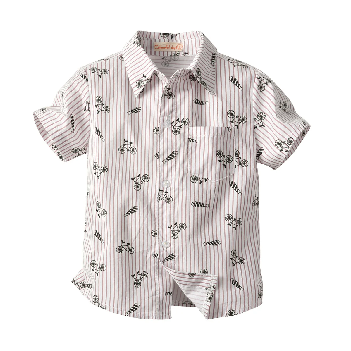 Стиль, модный Детский кардиган, летняя рубашка в полоску с принтом велосипеда для мальчиков, Детская рубашка джентльмена для кормления