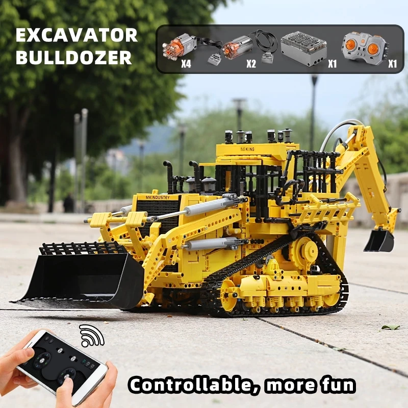 Mould King 17023 MOC высокотехнологичное приложение для бульдозера пневматический