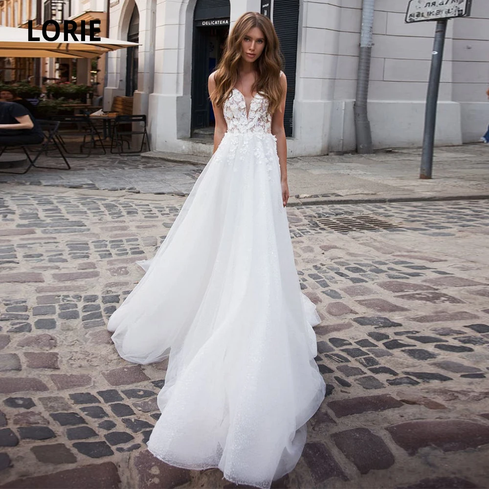 Блестящие тюлевые Свадебные платья LORIE 2020 пляжные свадебные принцессы с