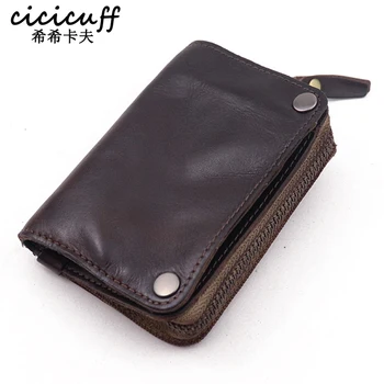 

Key Case Wallet Genuine Cow Leather Wallets Men Vintage Handmade Car Key Card Holder Male Organizer Housekeeper Key Pack Purse