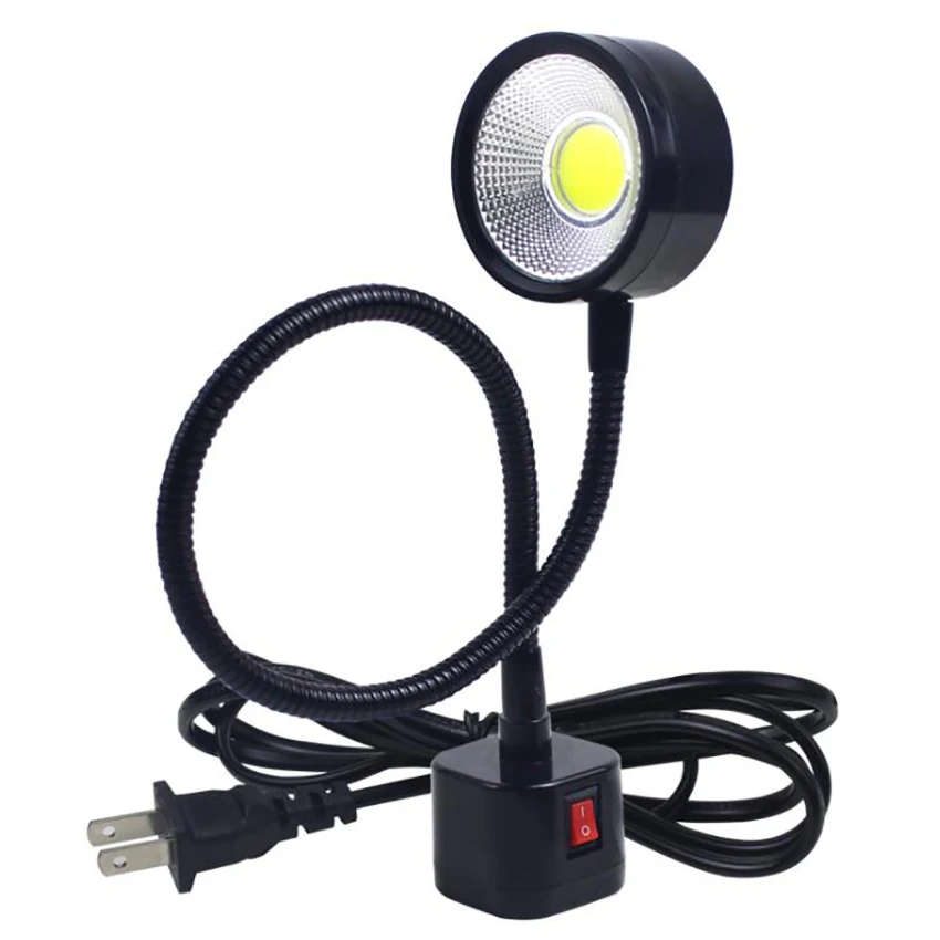 LED Work Light Magnetic Base Flexible Gooseneck Lamp 220V 5W for Lathe Milling Drill Press Industrial Lighting US Plug