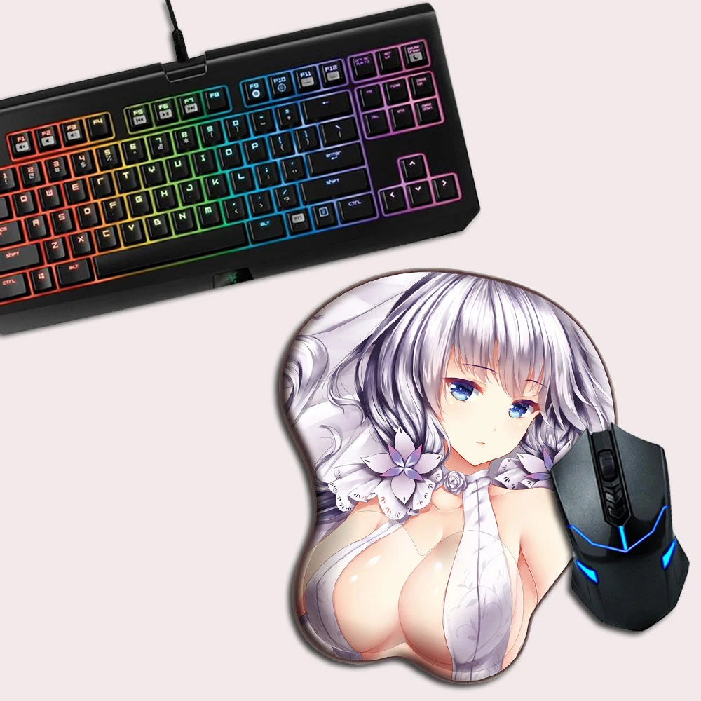 FFFAS 3D коврик для мыши на запястье удобный эргономичный Oppai темно синий геймер
