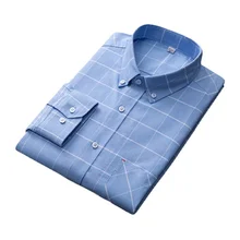 

Men's 100% Cotton Plaid Checkered Shirt Long Sleeve Single Patch Pocket Design Casual Standard-fit Button Down Gingham Shirts