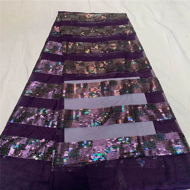 Gold/purple 2019 New Design African Lace Fabric Wholesale French High Quality Nigerian Tulle Sequins | Дом и сад
