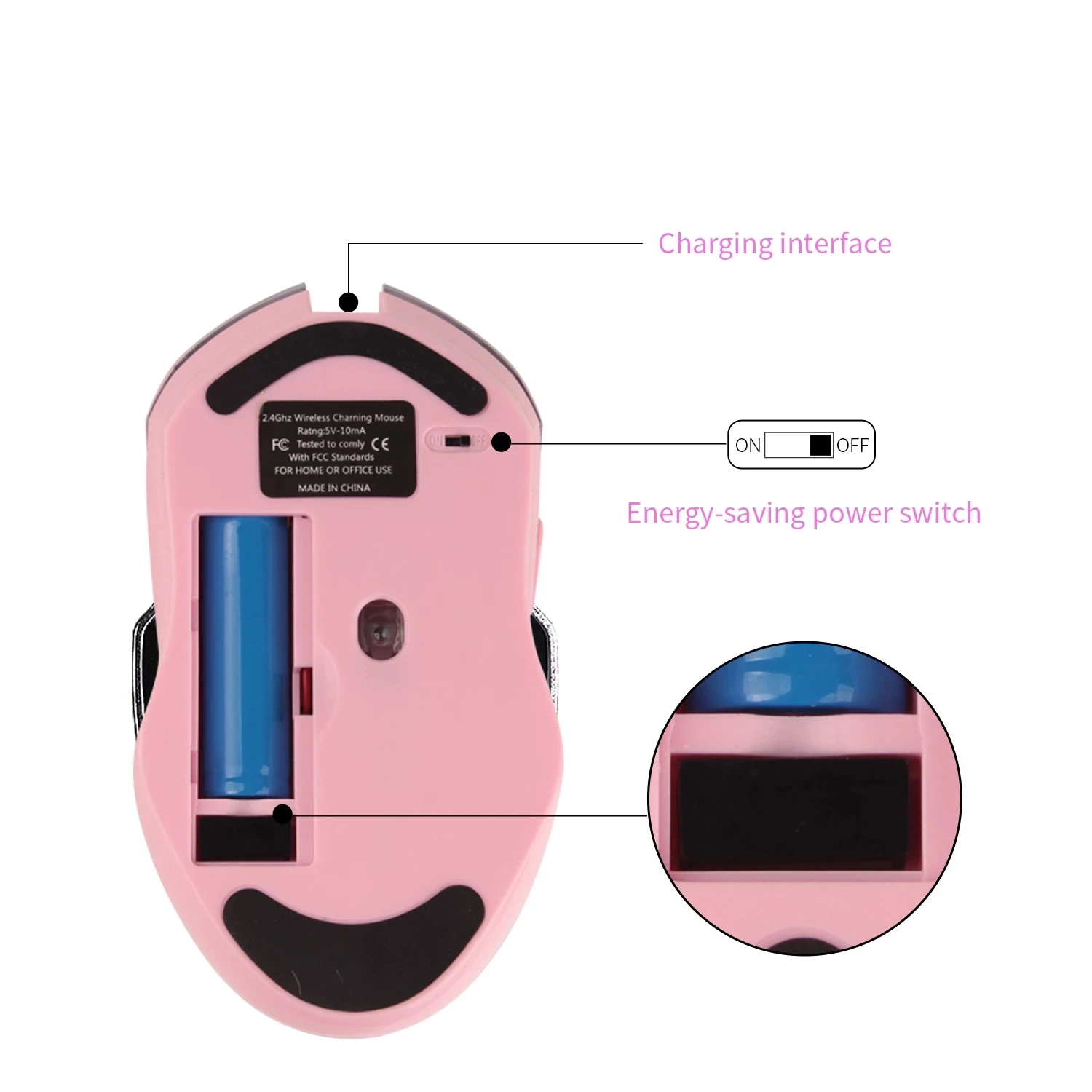 Wireless Optical Rechargeable Ergonomic Gaming Mouse 3200DPI Silent
