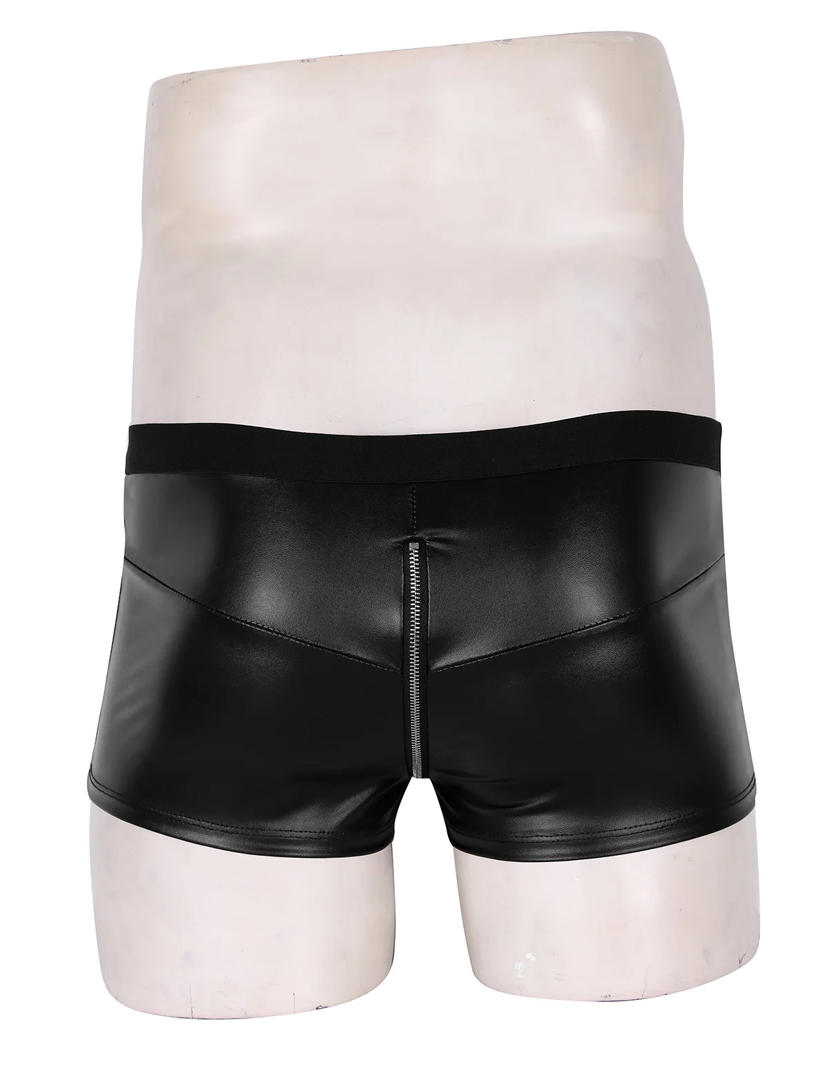 Mens Latex Hot Pants Boxer Shorts Underwear Sexy Lingerie Faux Leather Zip Jockstrap Bulge Pouch Gay Panties Clubwear Underpants sexy guy underwear