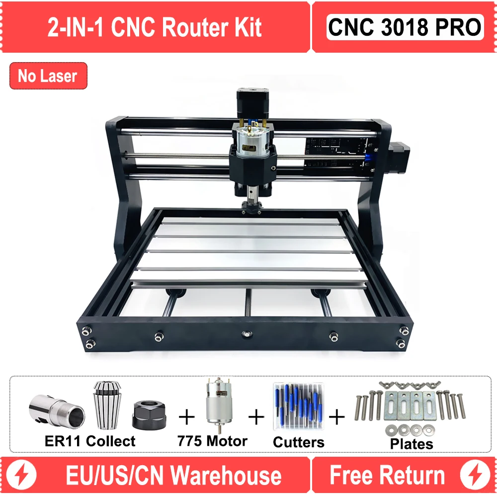 CNC 3018 PRO GRBL Mill Engraving Machine Cutting Wood Router+ER11+5.5W Laser「EU」 