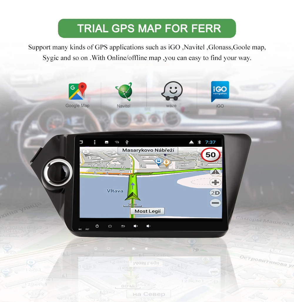 Cheap Bonroad Android 9.0 Car Multimedia Player stereo for K2 Rio 2010-2015 GPS Navigation Car Video Player with DSP  4G RAM ROM64G 7