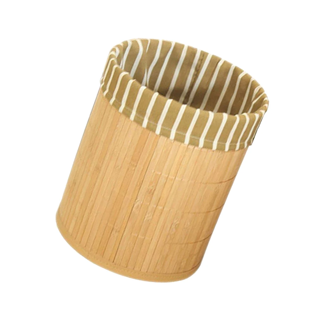 Folding Bamboo Trash Can – Durable Garbage Can Waste Basket for Bathroom, Bedroom, Office, 22x27cm