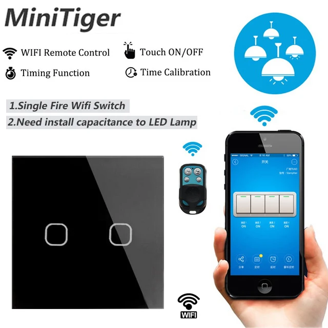 Умный настенный светильник Minitiger EU/UK сенсорный выключатель 1 2 Gang Touch/Wifi/433 RF/APP Remote