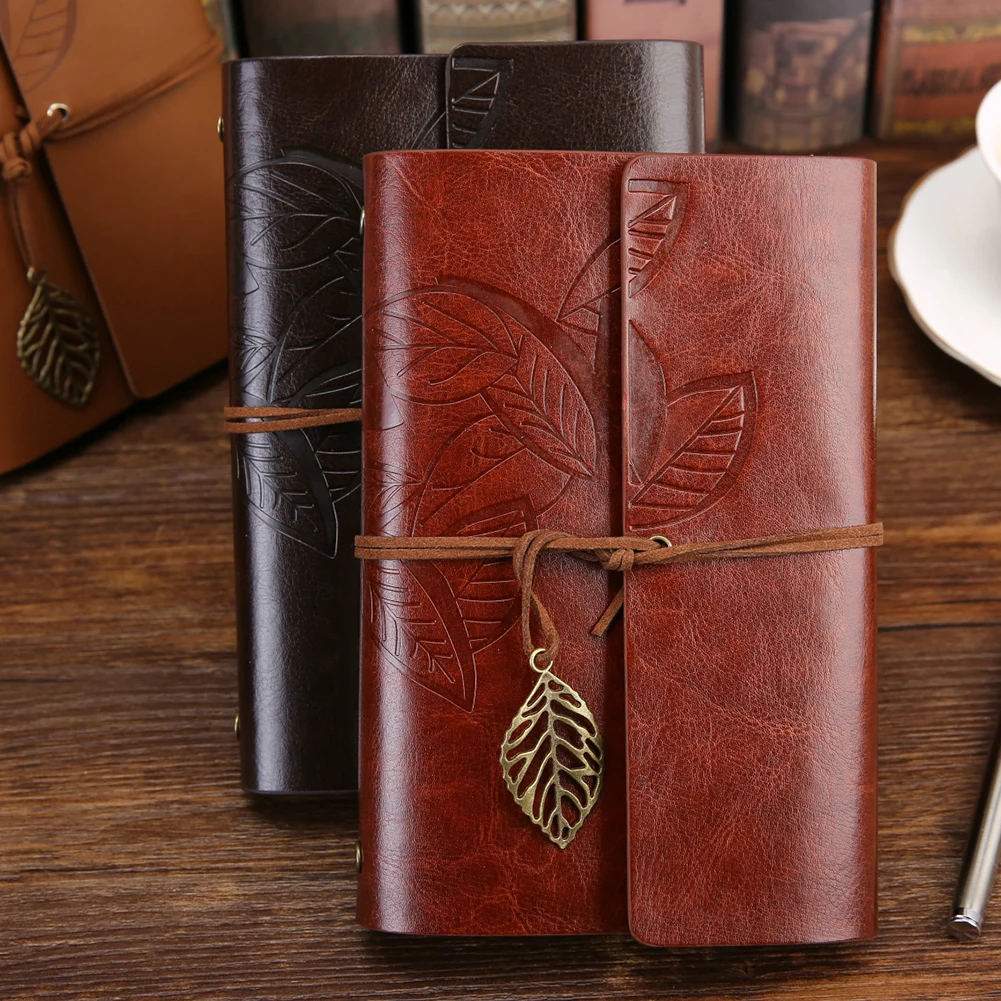 1Pc 80 Vintage Dark Green PU Sheets practical Vintage Loose Leaf Diary Exquisite Journal Blank Notebook School Stationery Gift