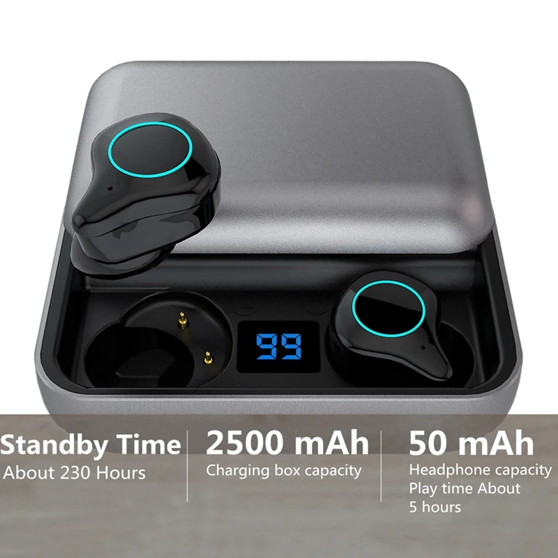 Bluetooth-гарнитура R6 Спортивная зарядка Bin Tws bluetooth-гарнитура с цифровым дисплеем контактные наушники-вкладыши глубокий бас звук