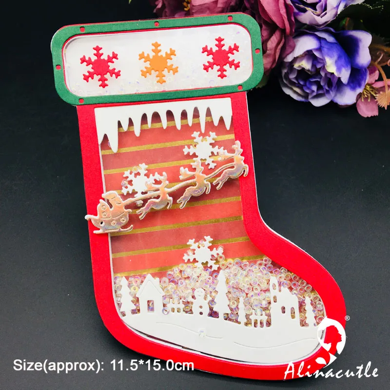 

Metal Cutting die Die Cut Snowflakes Christmas Sock Stocking Scrapbook Paper Craft Handmade Album Punch Art Alinacutle Die