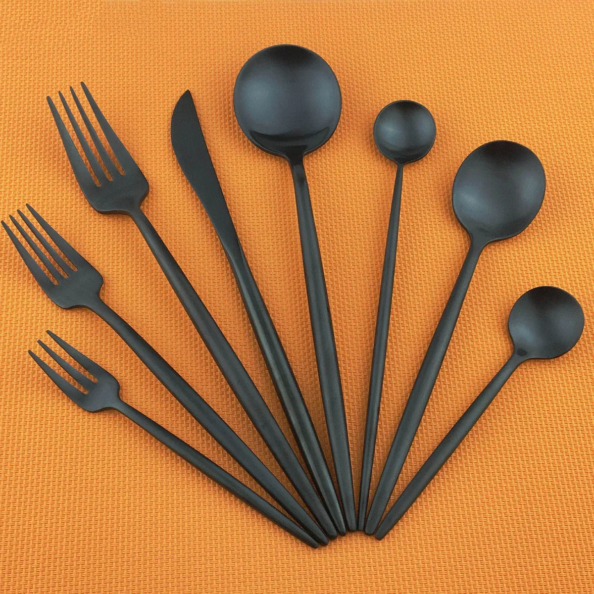 Wholesale Korean 1Piece Black Dinnerware Cutlery Stainless Steel Tableware Knife Fork Scoop Silverware Set Straws Drop Shipping|Juegos de vajilla| - AliExpress