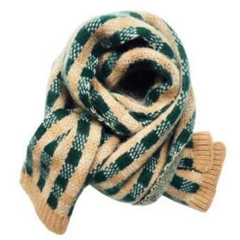 

Han edition color matching small grid scarf girl children qiu dong joker knitting wool plaid male baby warm scarf Y47