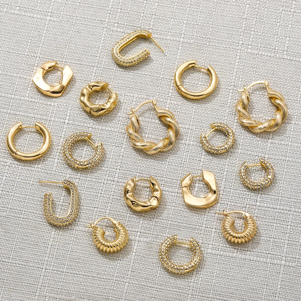 2022 New Minimalist Geometric Twist Hoop Earrings for Women Punk Gold Chunky Circle Huggie Earring Female Creative Jewelry Gift | Украшения