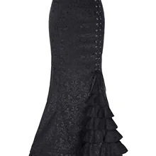 Модная викторианская готика тонкий стимпанк Ретро рыбий хвост юбка Русалка Макси платье