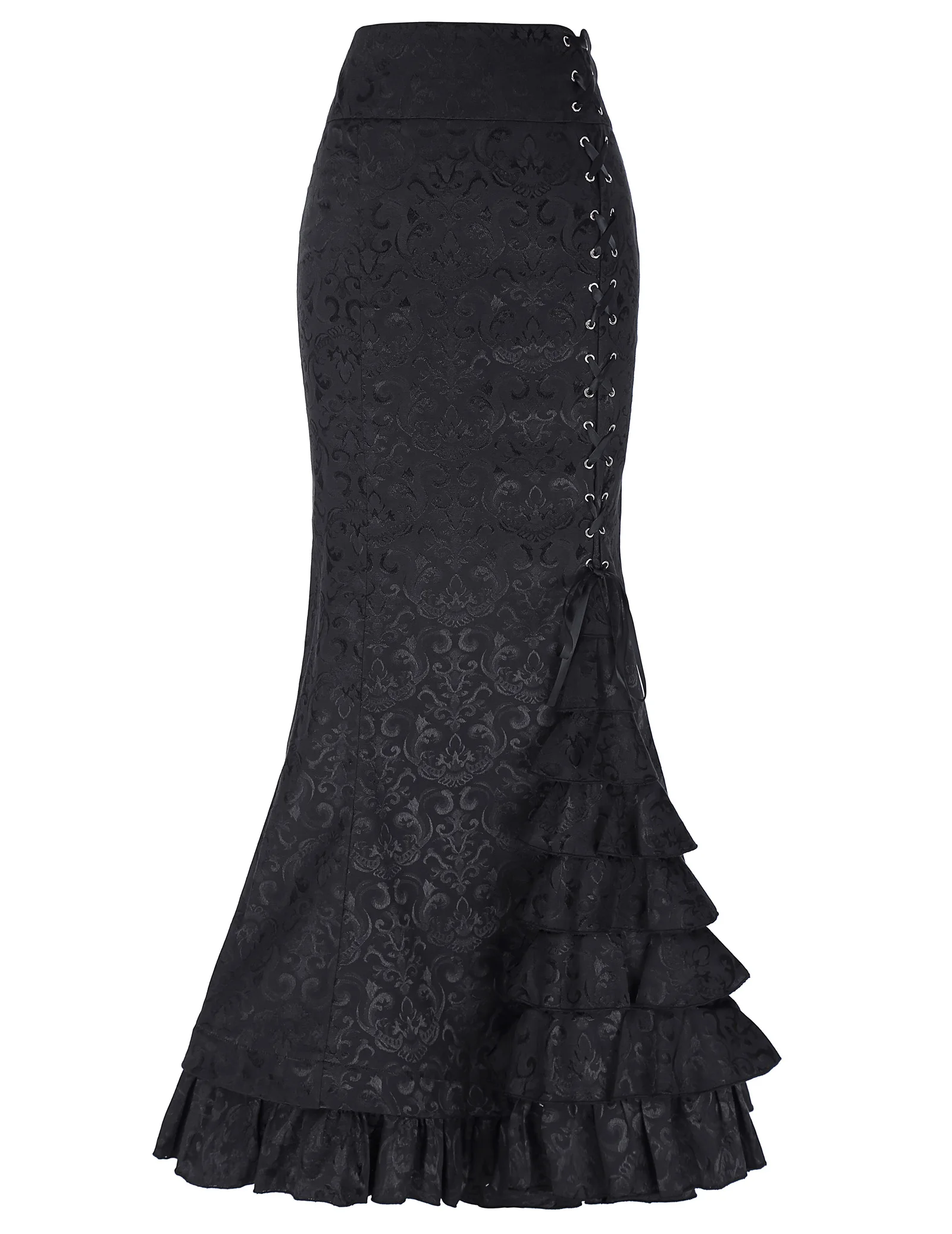 

Fashion Victorian Gothic Slim Steampunk Retro Fishtail Skirt Mermaid Maxi Dress