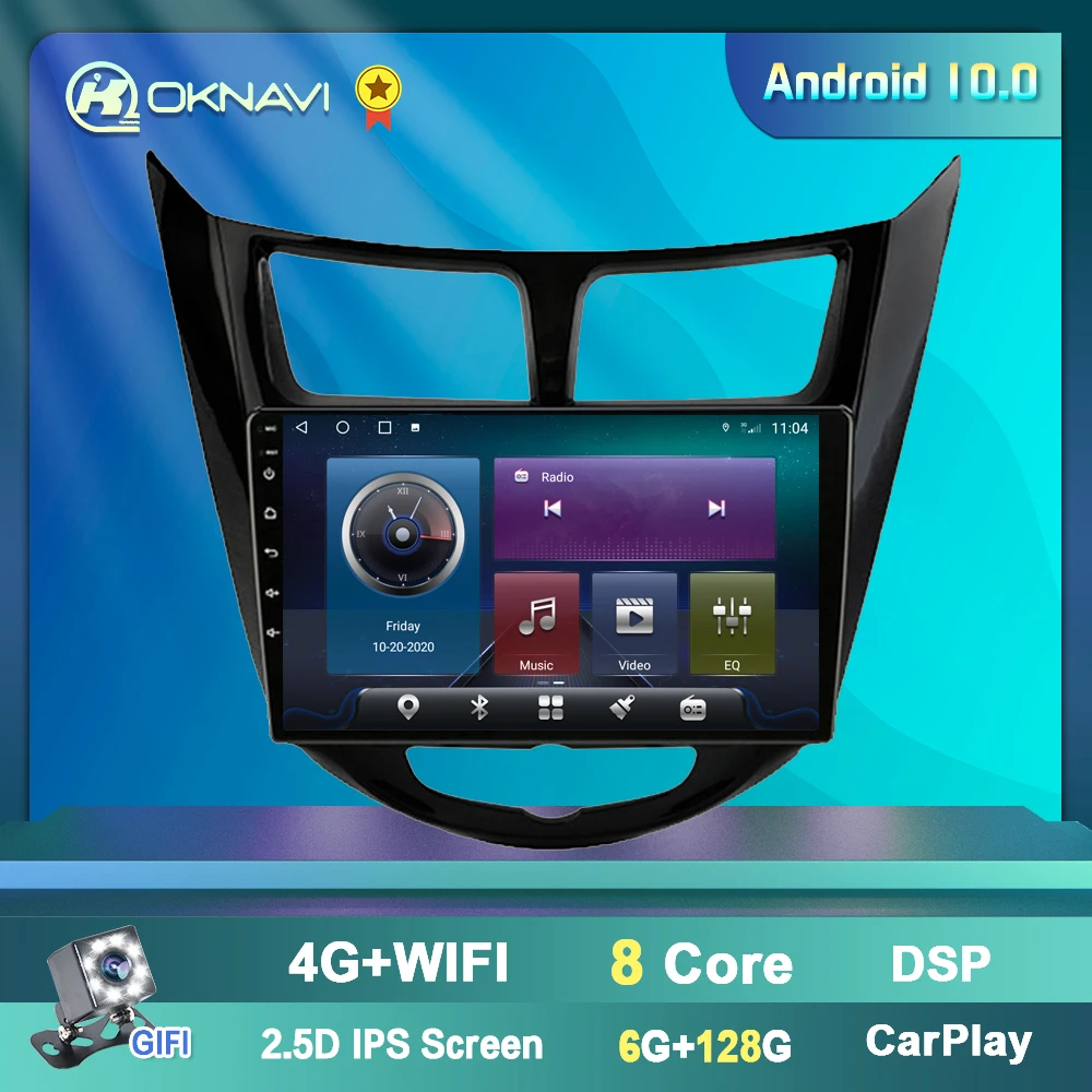 Car Radio for Hyundai Solaris 2010-2016 Multimidia Video Player No 2din 1 2 Din GPS Navigation 6G 128G Android Auto 10.0 Carplay